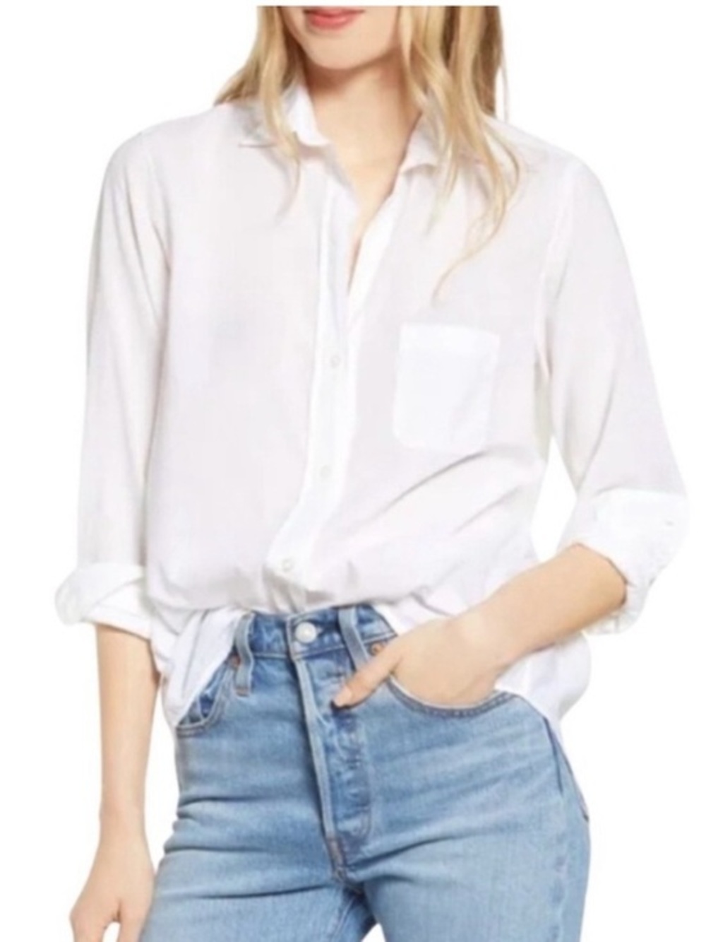 GRAYSON The Hero White Cotton Button Down Shirt Size 03 Wmns 8/10 Quiet Luxury